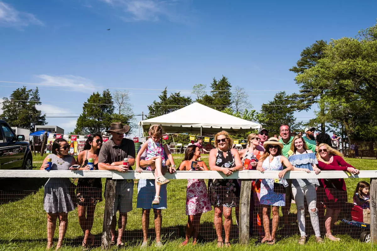 Crowd of people watching the foxfield races